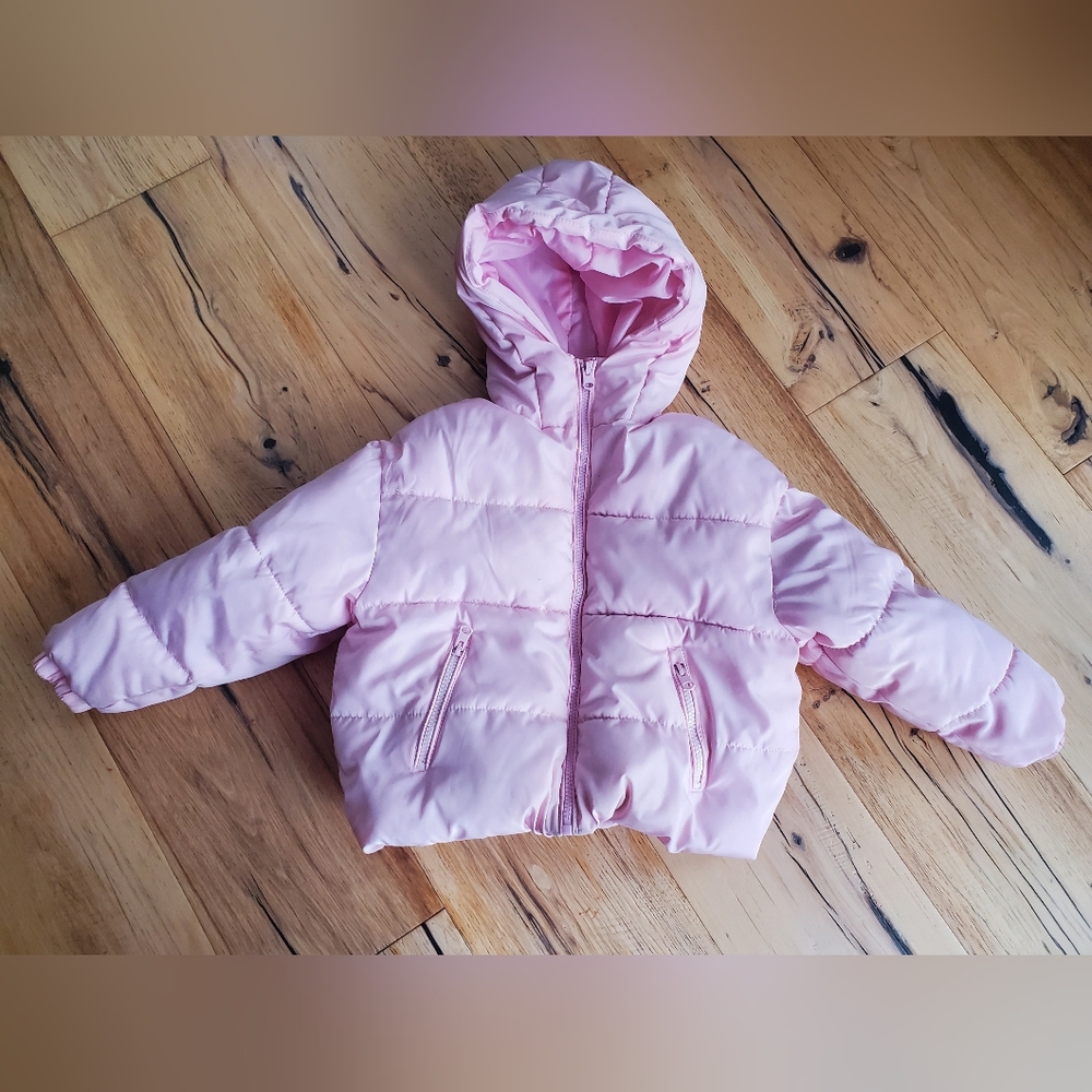 Xs Pink Puffer Jacket with Hood